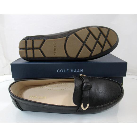 Women's Cole Haan Evelyn Bow Driver Moccasin Loafer Shoes Leather Black Size 9 - Picture 9 of 9